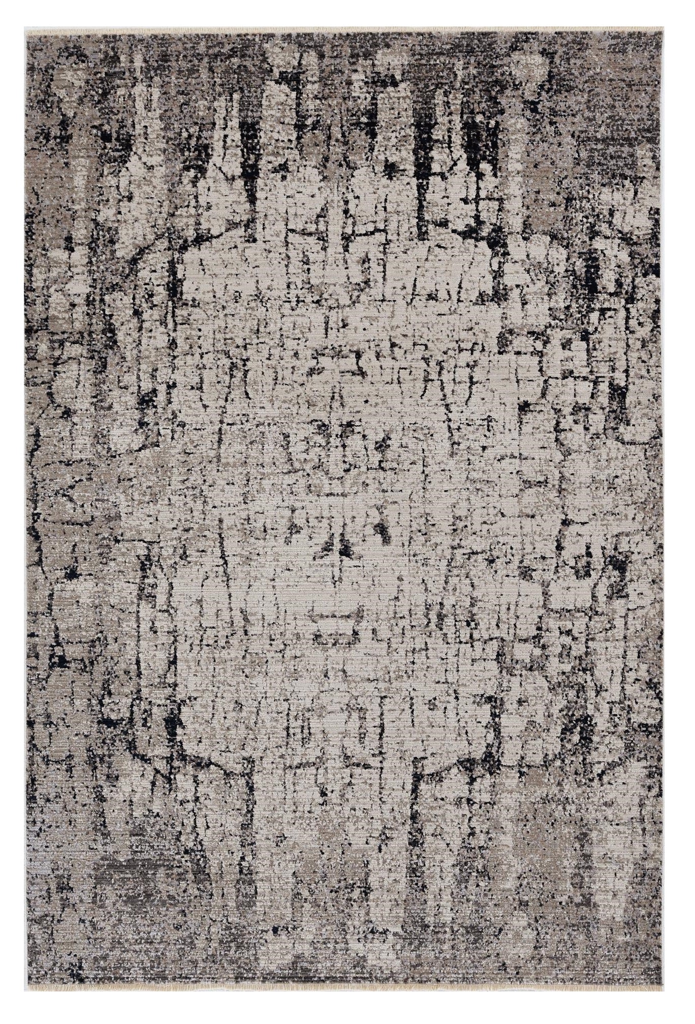 4' X 6' Ivory And Gray Abstract Distressed Area Rug-Area Rugs-DECOROLALA