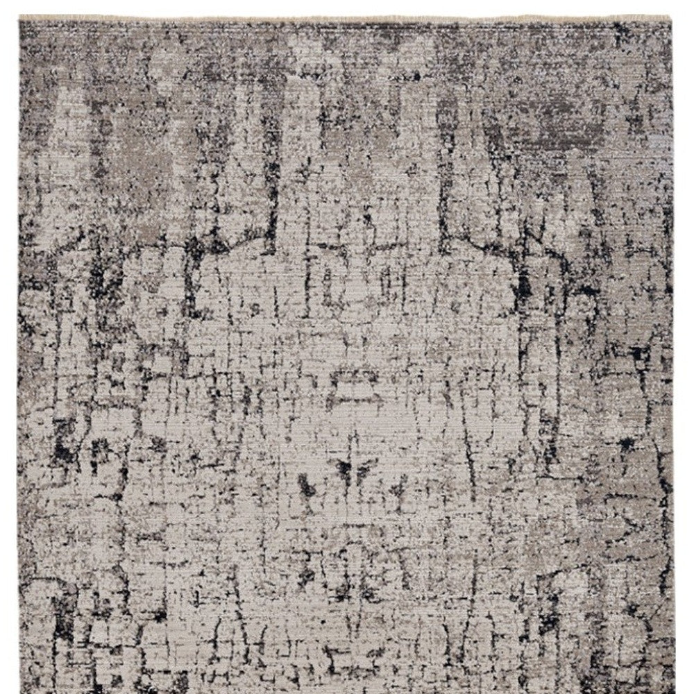 4' X 6' Ivory And Gray Abstract Distressed Area Rug-Area Rugs-DECOROLALA