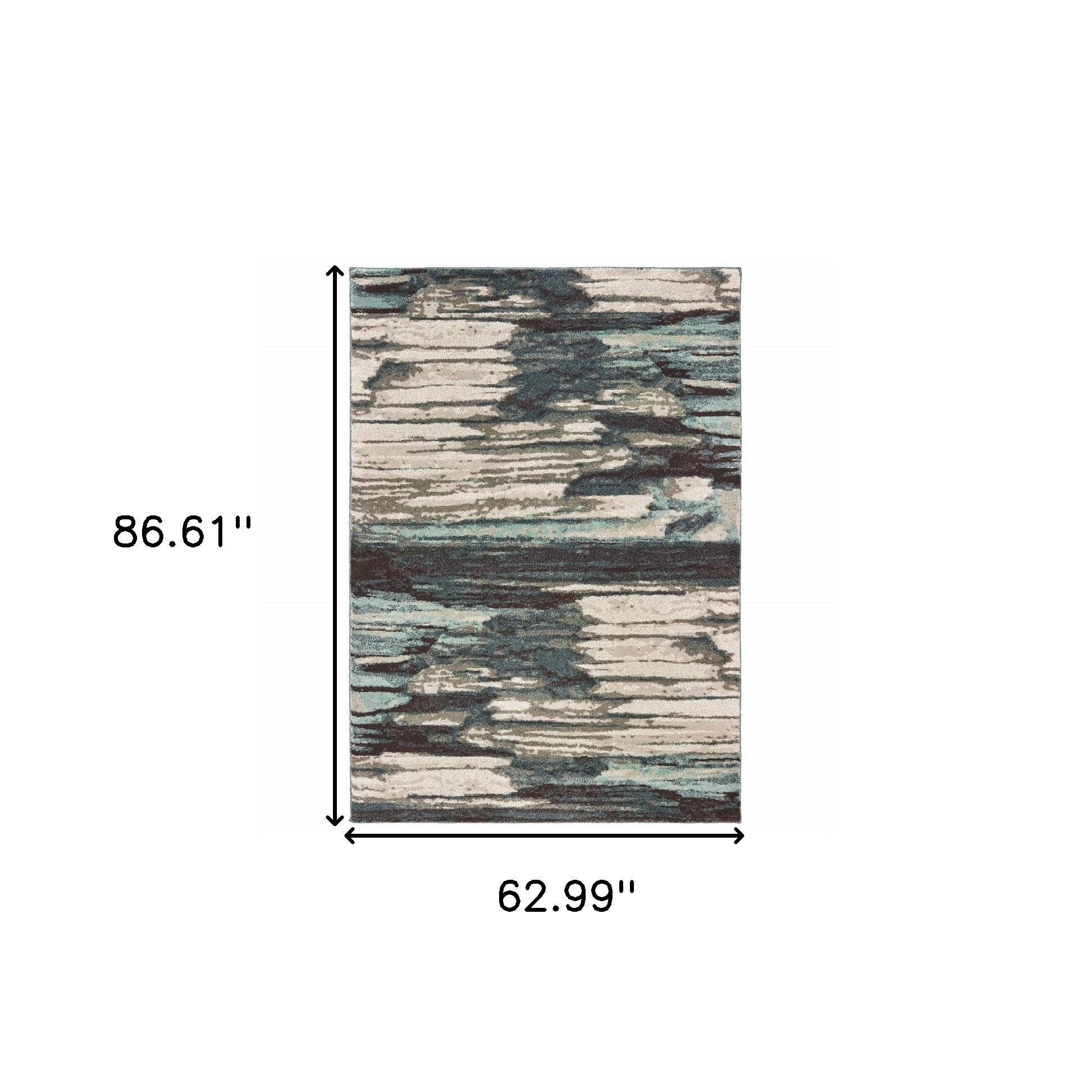 4' X 6' Ivory Blue And Gray Abstract Area Rug-Area Rugs-DECOROLALA