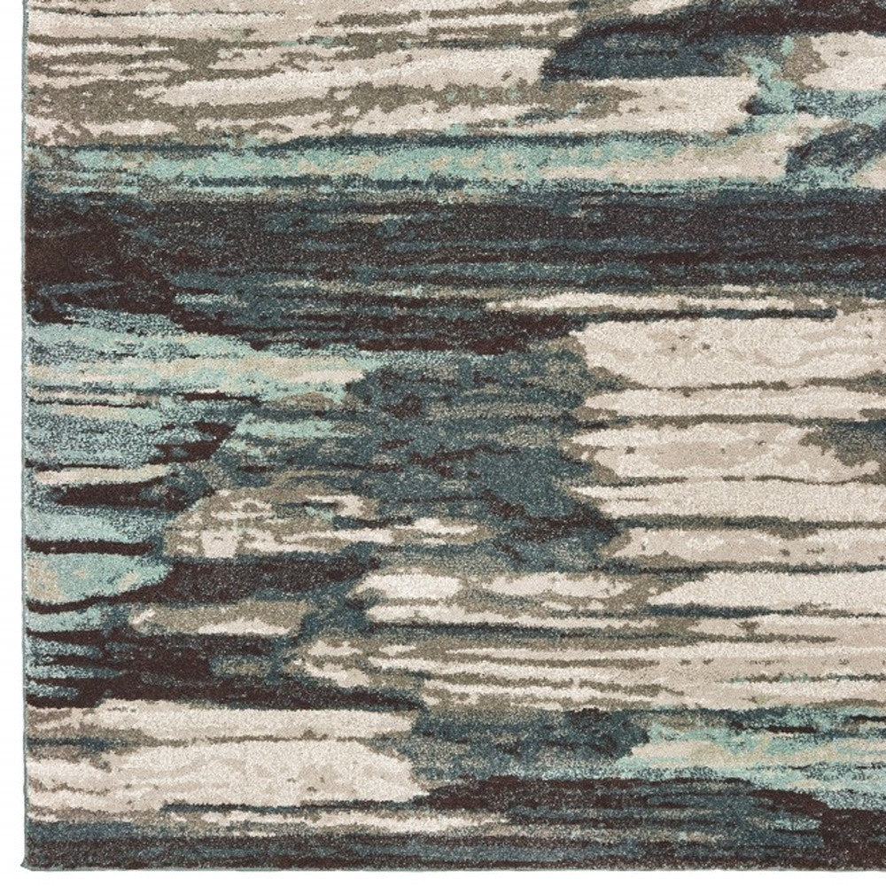 4' X 6' Ivory Blue And Gray Abstract Area Rug-Area Rugs-DECOROLALA