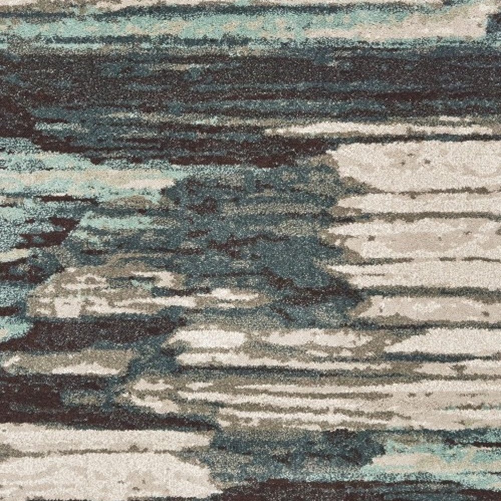 4' X 6' Ivory Blue And Gray Abstract Area Rug-Area Rugs-DECOROLALA