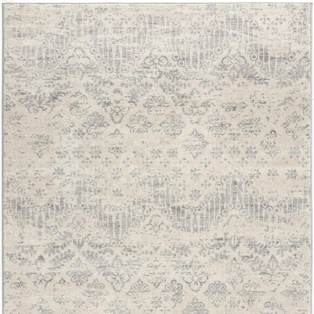 4' X 6' Ivory Distressed Ikat Pattern Area Rug-Area Rugs-DECOROLALA