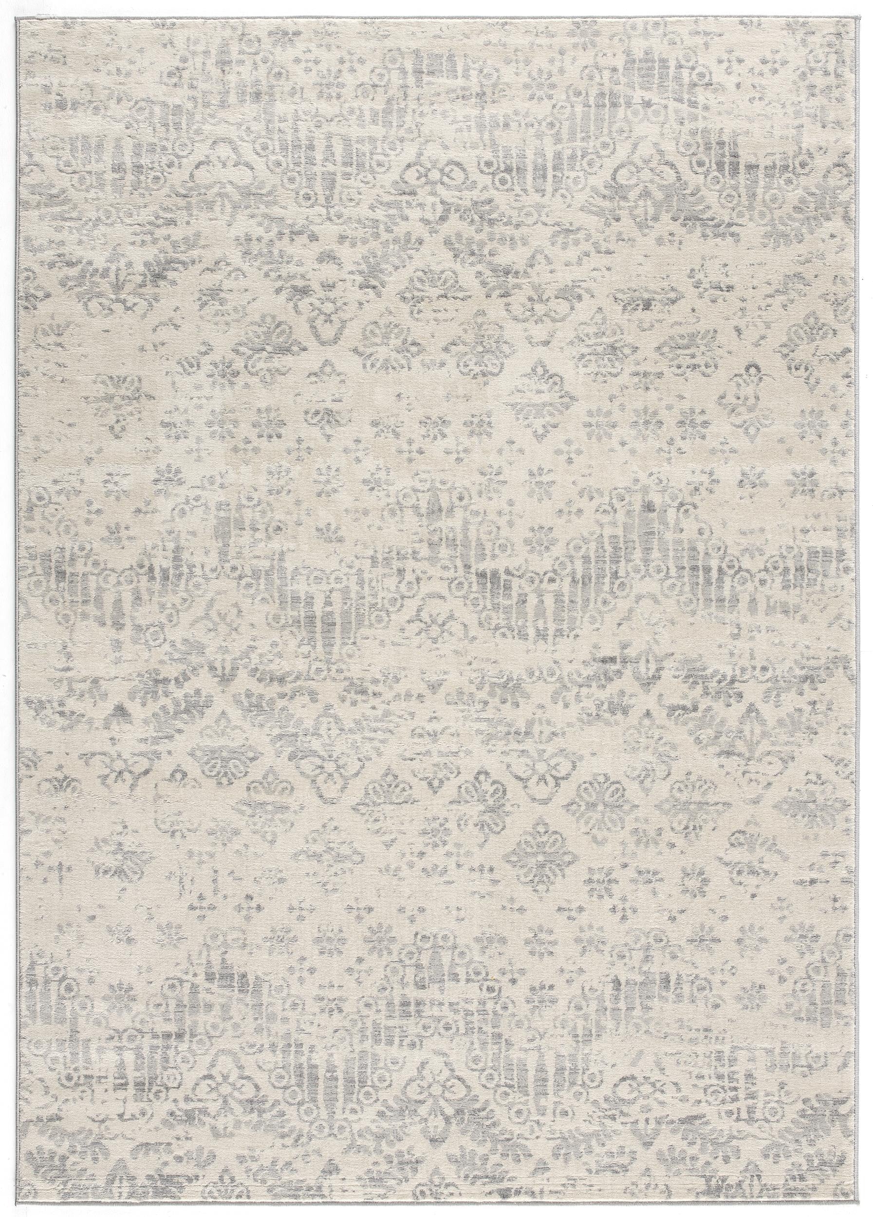 4' X 6' Ivory Distressed Ikat Pattern Area Rug-Area Rugs-DECOROLALA