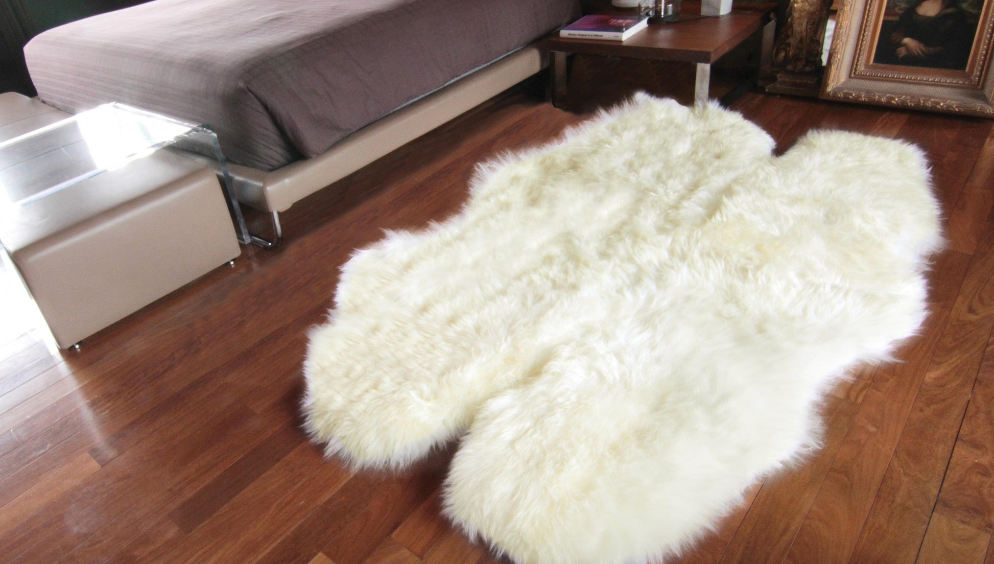 4' X 6' Natural Genuine Sheepskin Handmade Area Rug-Area Rugs-DECOROLALA
