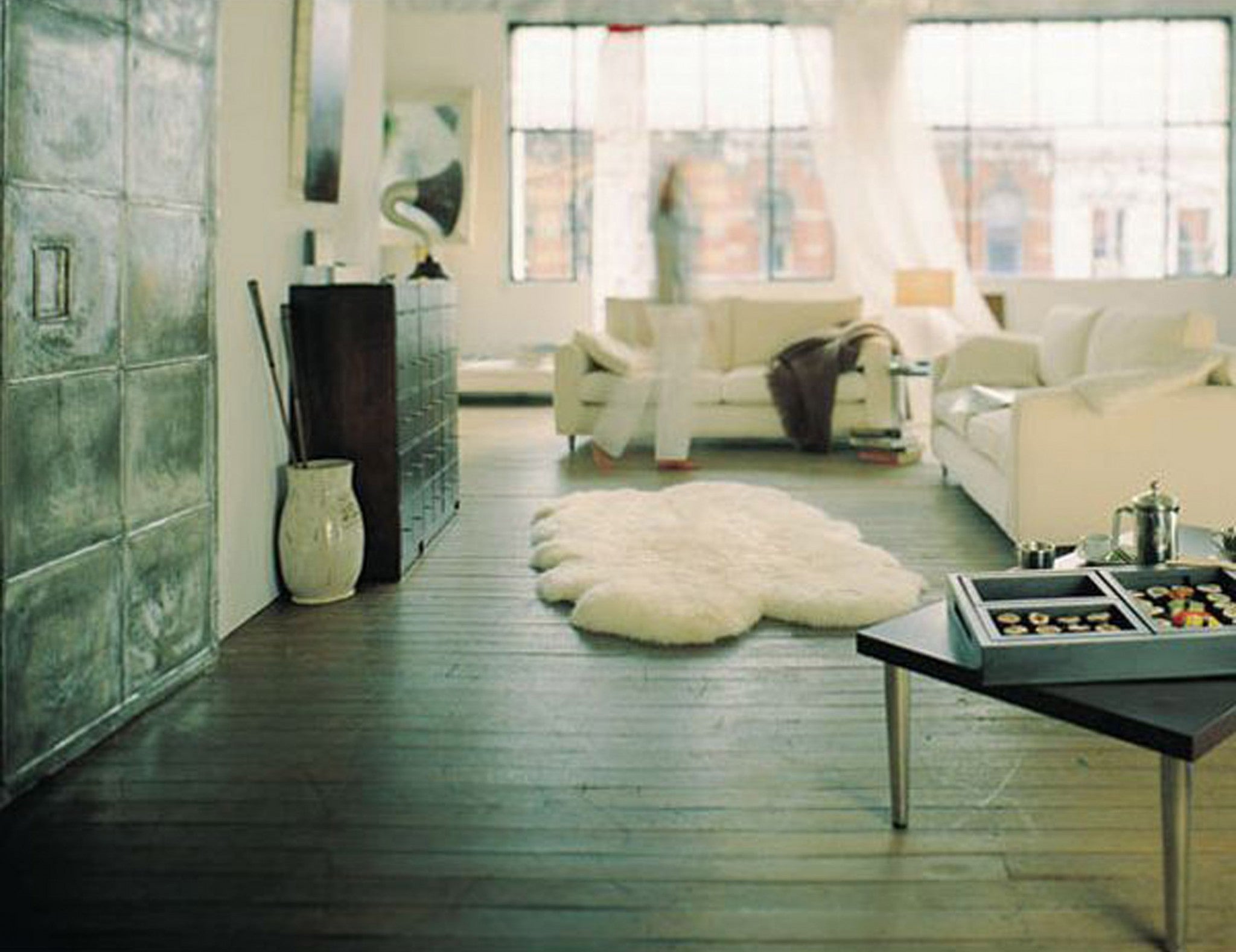 4' X 6' Natural Genuine Sheepskin Handmade Area Rug-Area Rugs-DECOROLALA