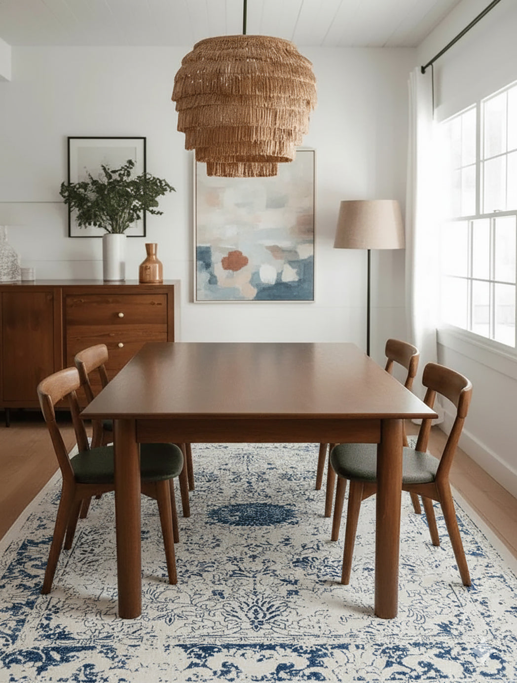 4' X 6' Navy Blue Distressed Floral Area Rug-Area Rugs-DECOROLALA