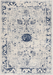 4' X 6' Navy Blue Distressed Floral Area Rug-Area Rugs-DECOROLALA