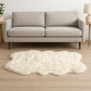4' X 6' Off White Faux Sheepskin Washable Area Rug-Area Rugs-DECOROLALA