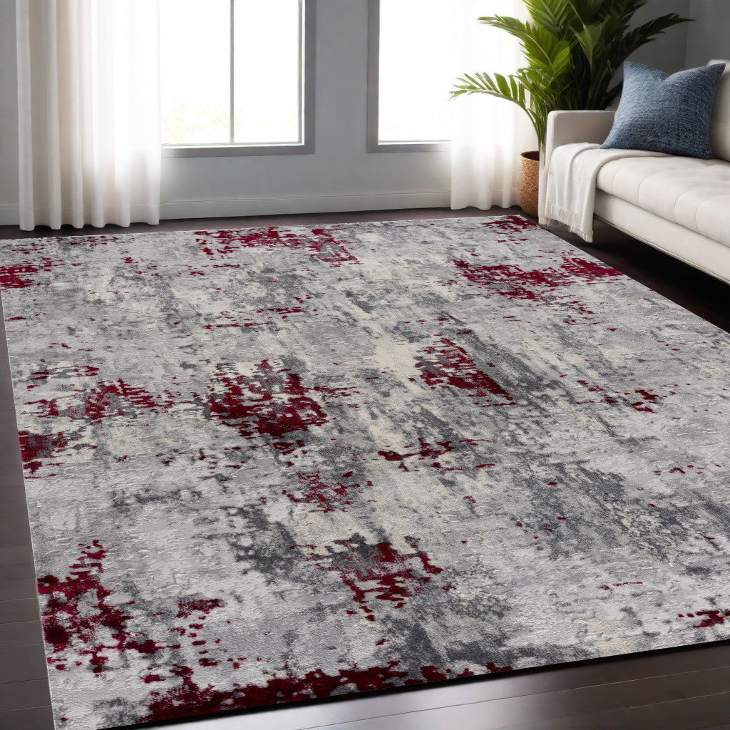 4' X 6' Red Abstract Dhurrie Area Rug-Area Rugs-DECOROLALA
