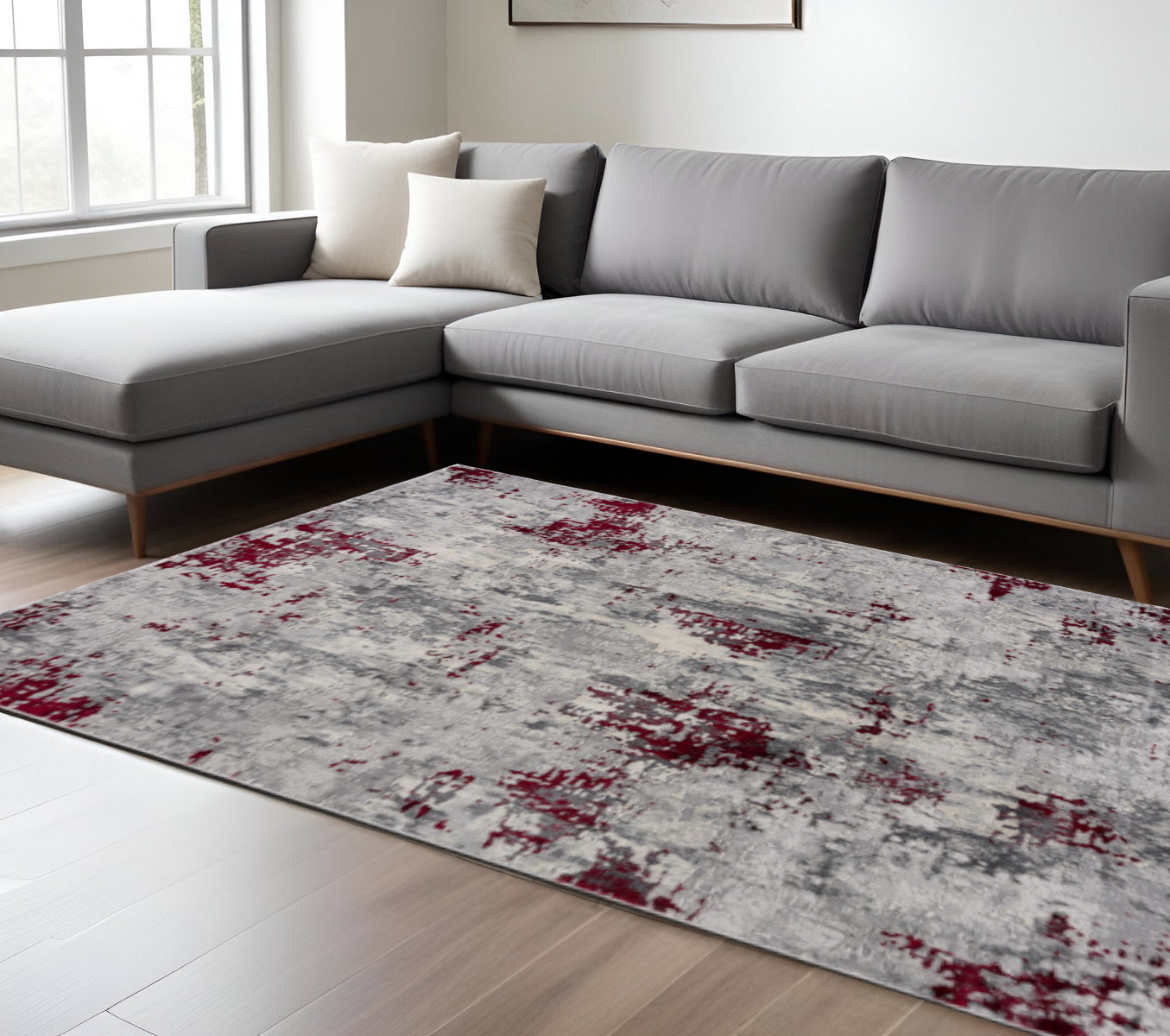 4' X 6' Red Abstract Dhurrie Area Rug-Area Rugs-DECOROLALA