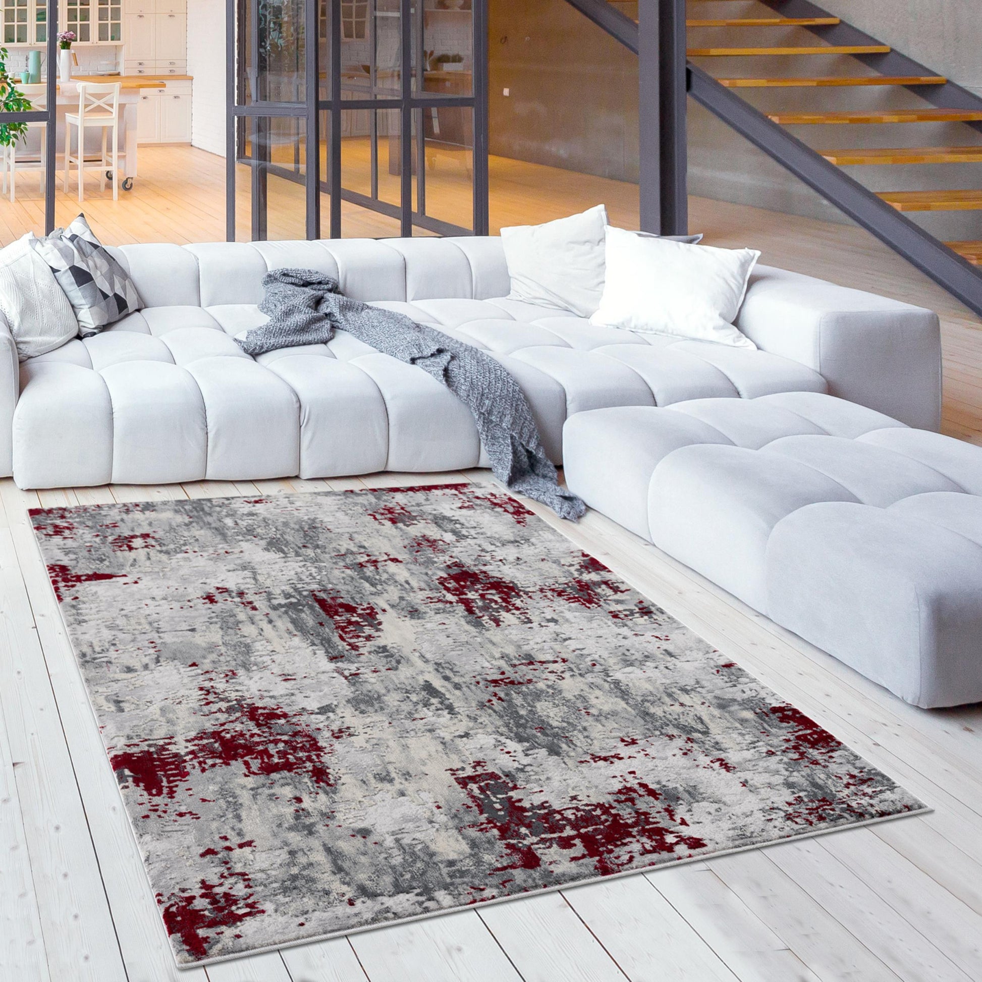 4' X 6' Red Abstract Dhurrie Area Rug-Area Rugs-DECOROLALA