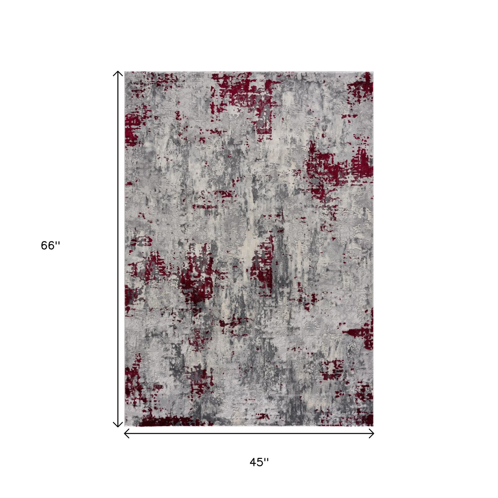 4' X 6' Red Abstract Dhurrie Area Rug-Area Rugs-DECOROLALA