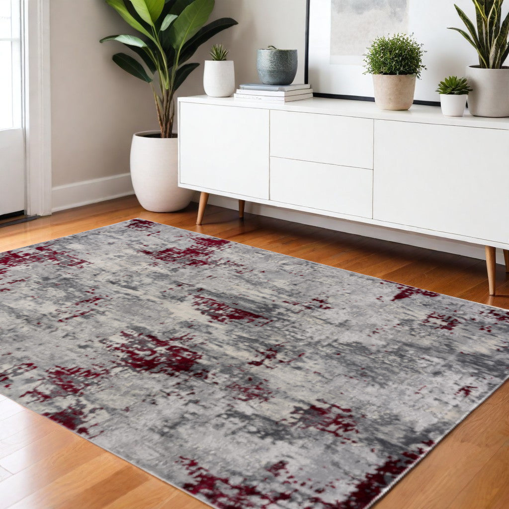 4' X 6' Red Abstract Dhurrie Area Rug-Area Rugs-DECOROLALA