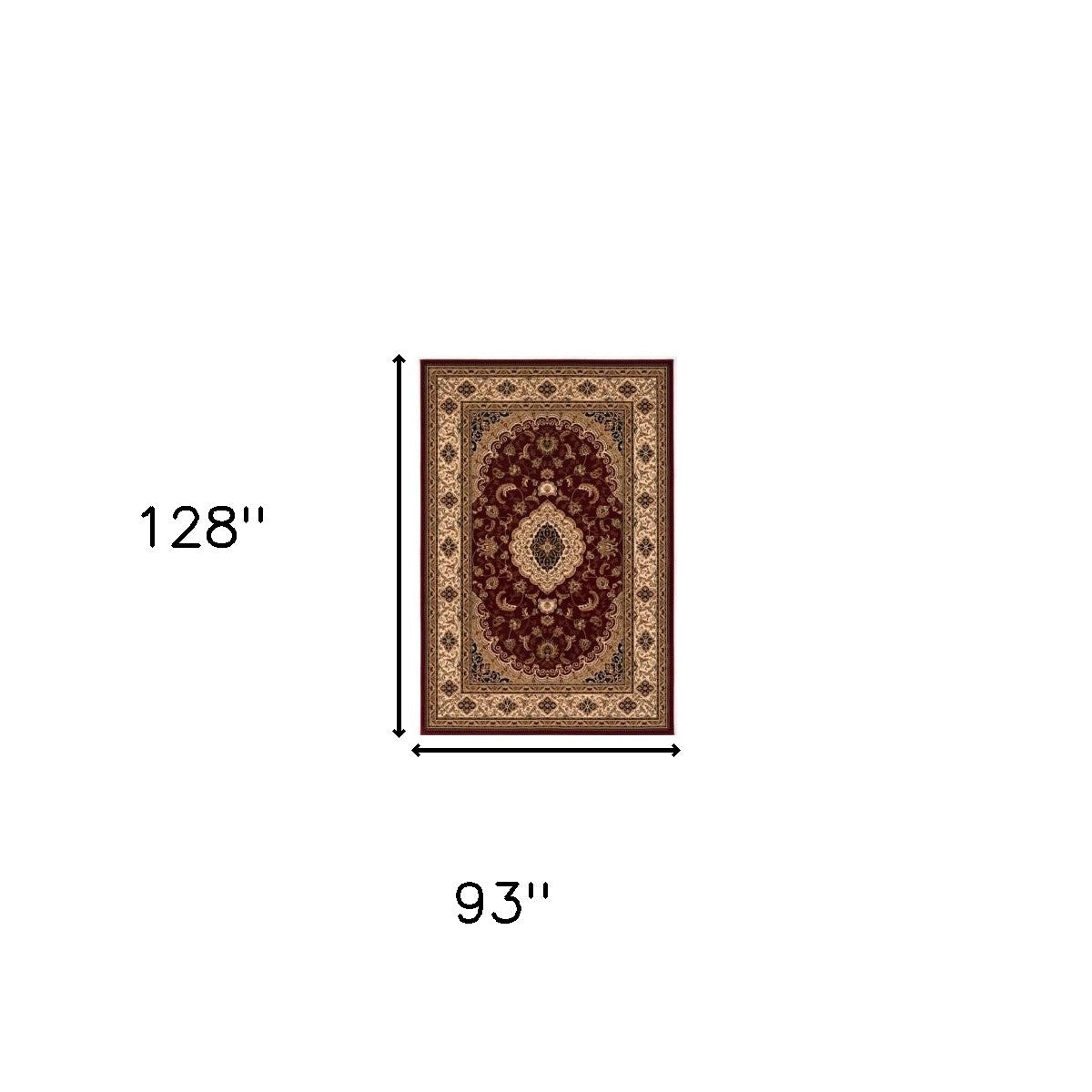 4' X 6' Red and Beige Floral Medallion Power Loom Area Rug-Area Rugs-DECOROLALA