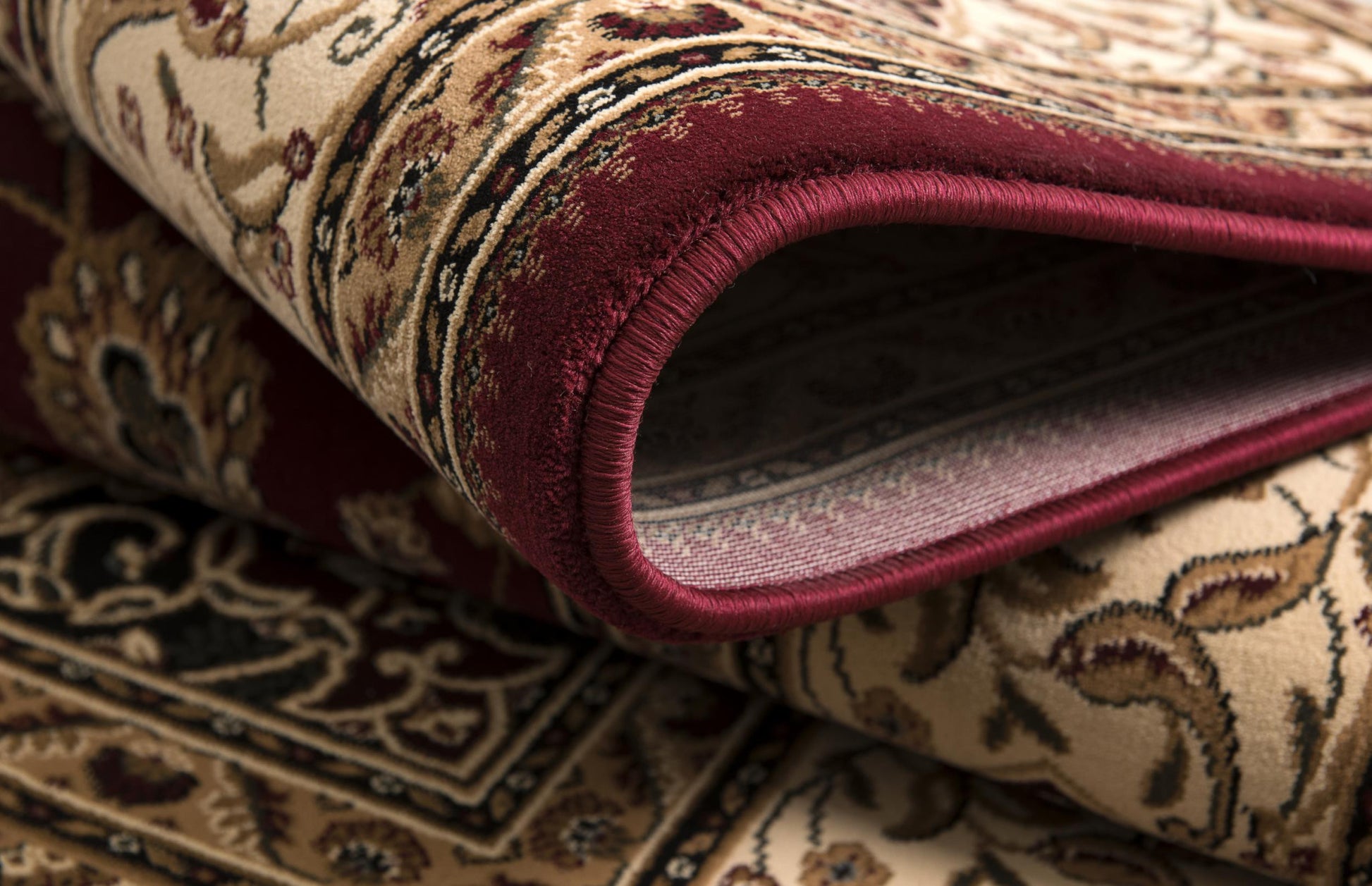 4' X 6' Red and Beige Floral Medallion Power Loom Area Rug-Area Rugs-DECOROLALA