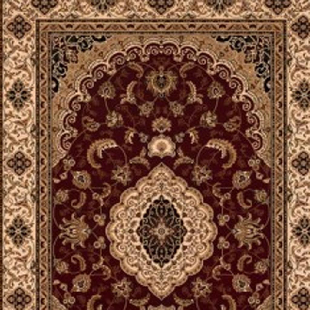 4' X 6' Red and Beige Floral Medallion Power Loom Area Rug-Area Rugs-DECOROLALA