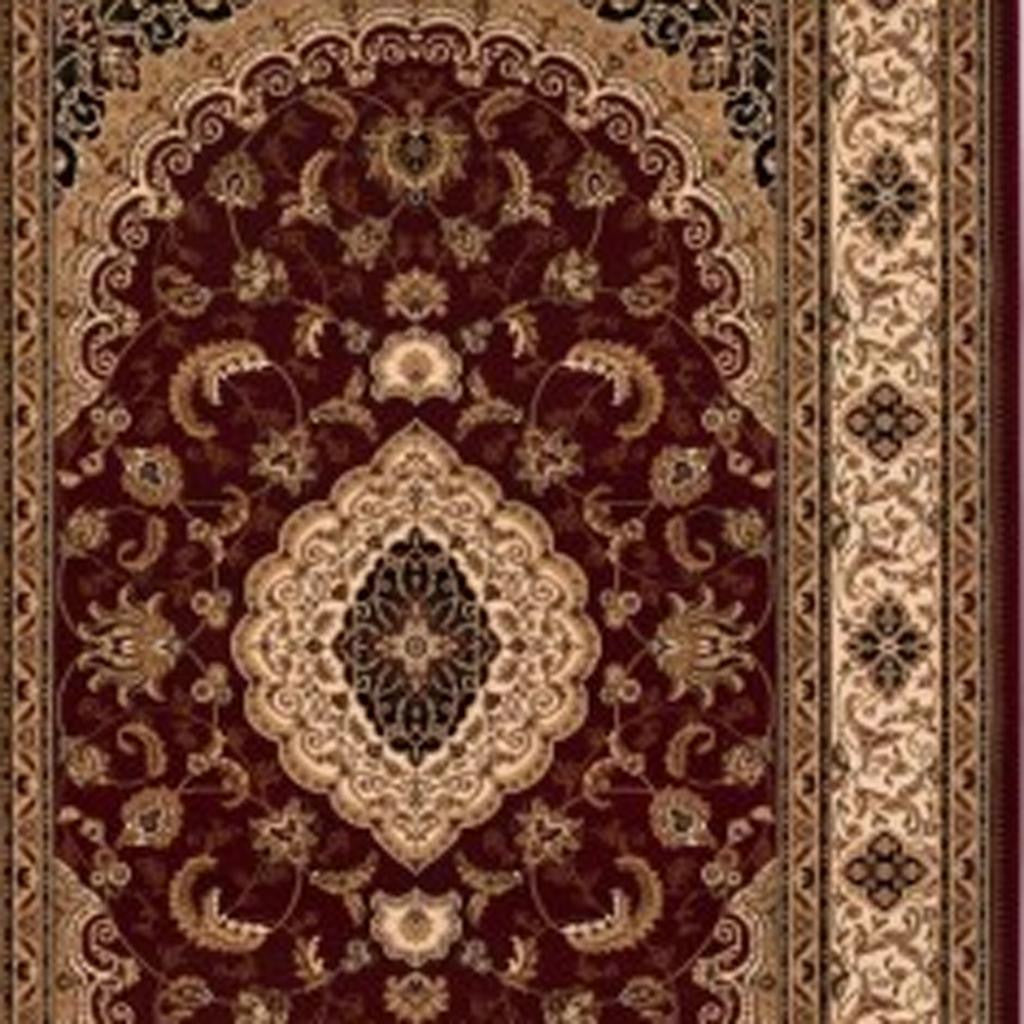 4' X 6' Red and Beige Floral Medallion Power Loom Area Rug-Area Rugs-DECOROLALA