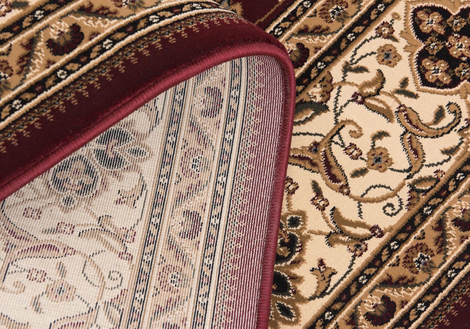 4' X 6' Red and Beige Floral Medallion Power Loom Area Rug-Area Rugs-DECOROLALA