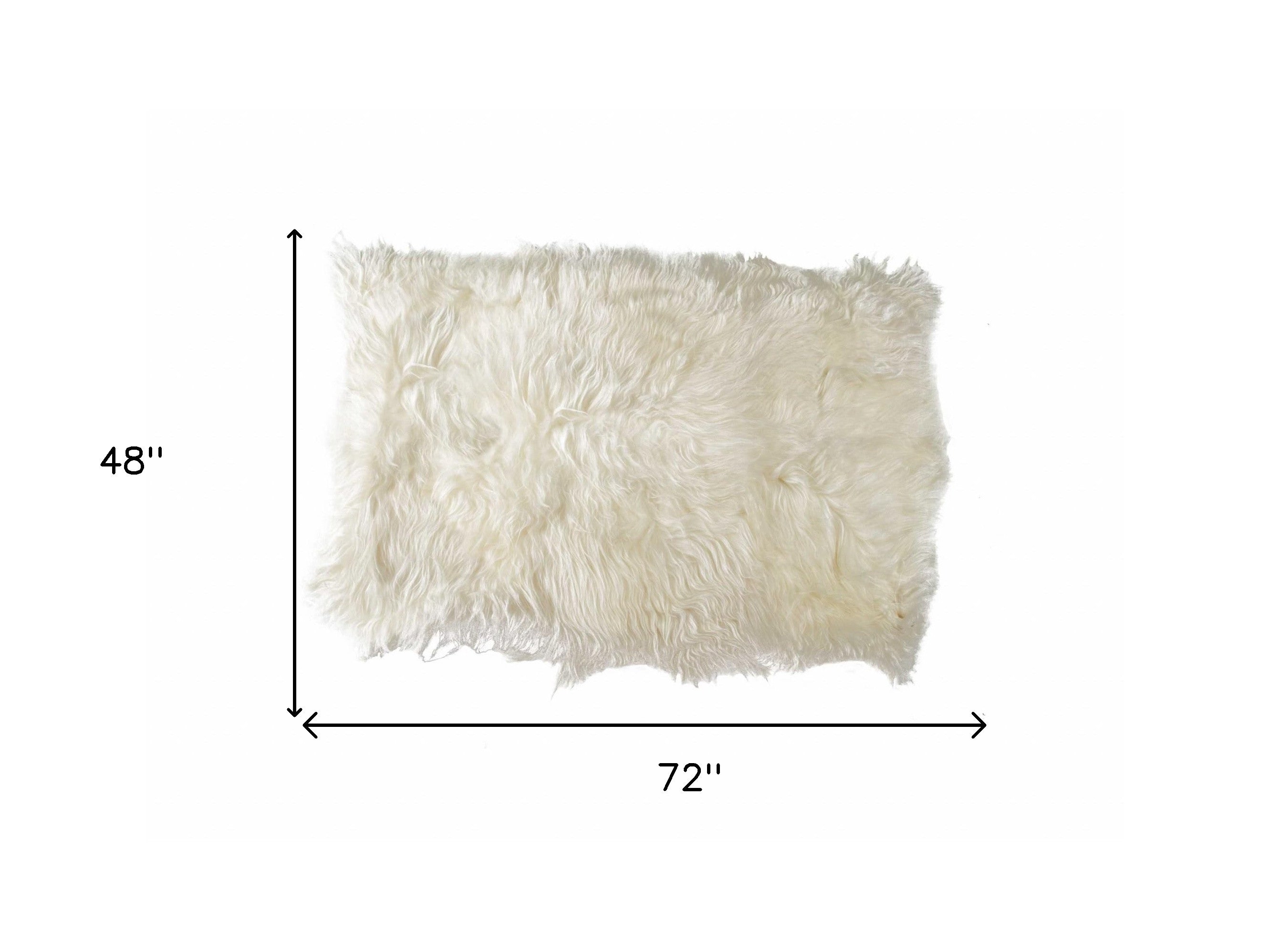 4' X 6' White Genuine Sheepskin Shag Area Rug-Area Rugs-DECOROLALA