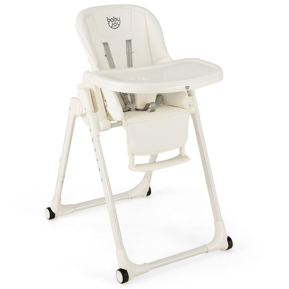 4-in-1 Baby High Chair with 6 Adjustable Heights-Beige-High Chairs-DECOROLALA