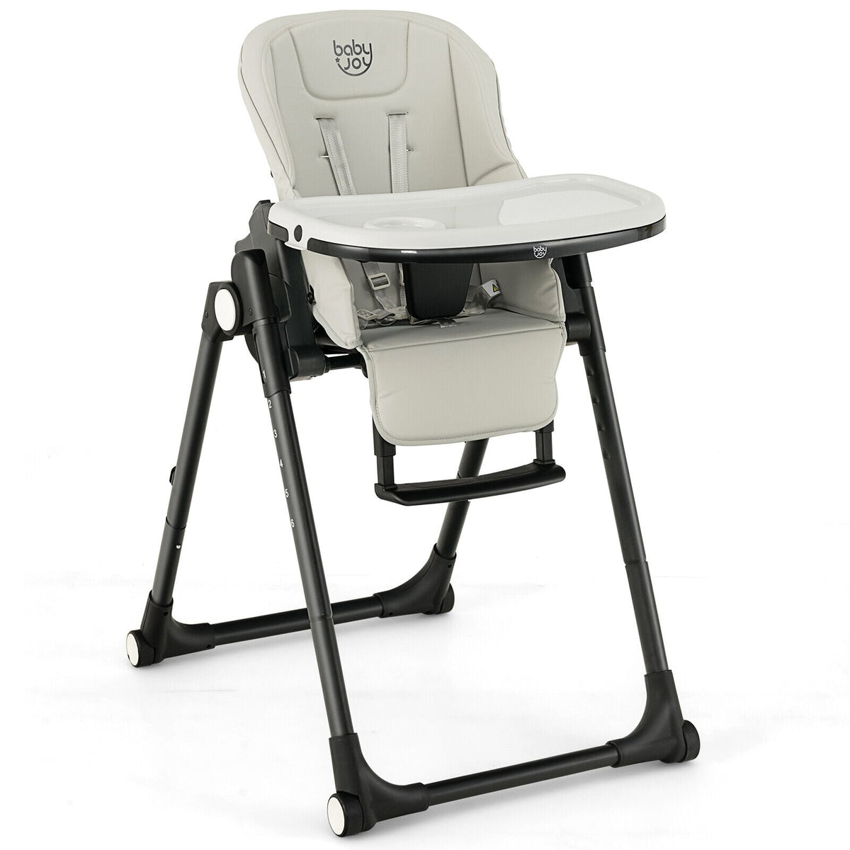 4-in-1 Baby High Chair with 6 Adjustable Heights-Gray-High Chairs-DECOROLALA