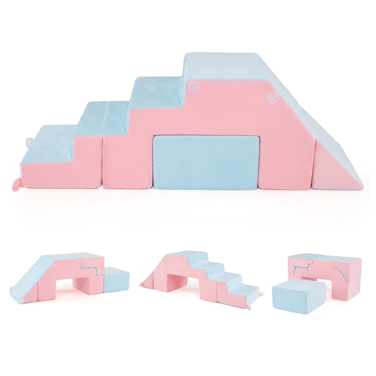 4-in-1 Foam Climbing Blocks Toddler Indoor Climb with Slide