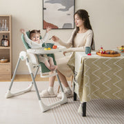 4-in-1 Foldable Baby High Chair with 7 Adjustable Heights and Free Toys Bar-Green-High Chairs-DECOROLALA