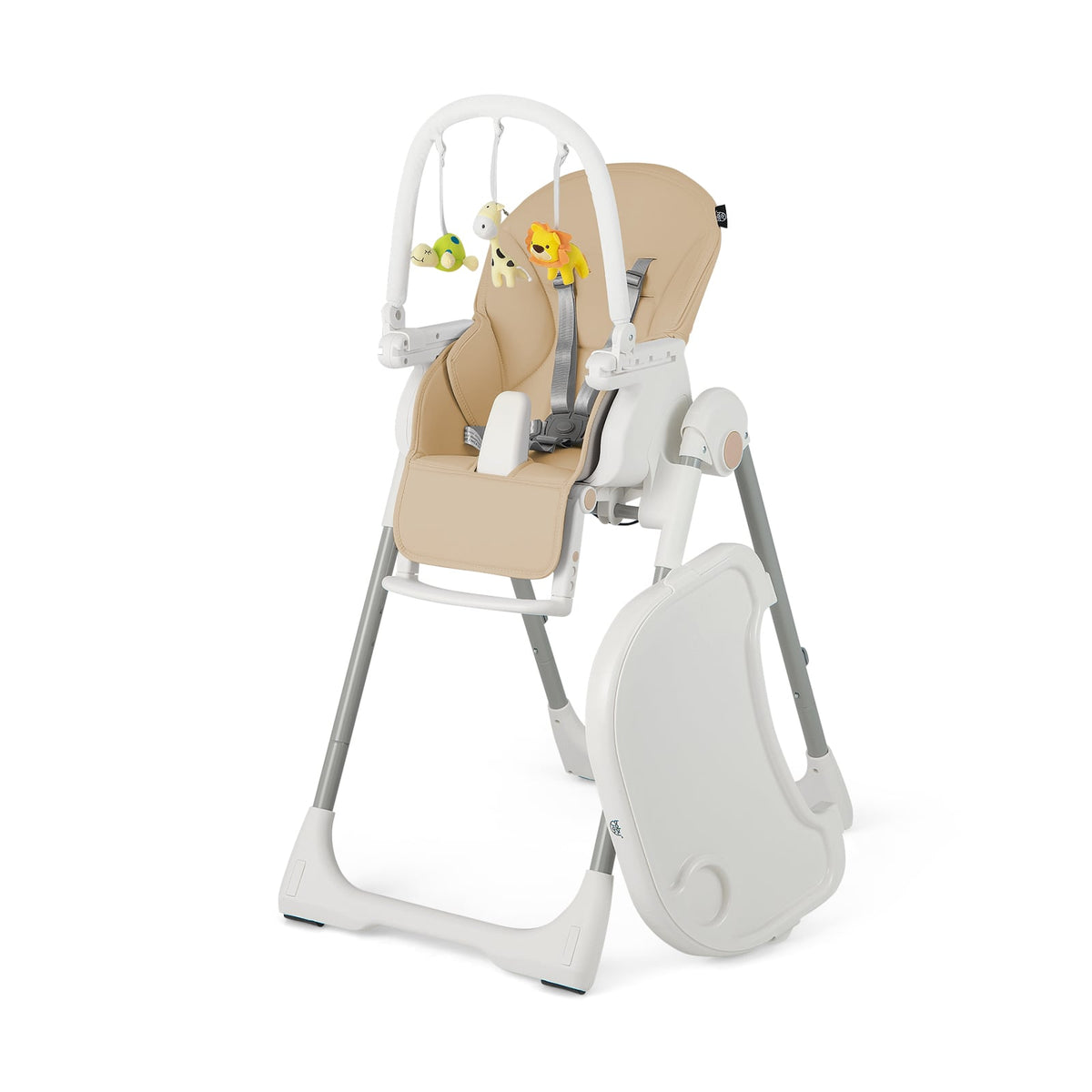 4-in-1 Foldable Baby High Chair with 7 Adjustable Heights and Free Toys Bar-Yellow-High Chairs-DECOROLALA