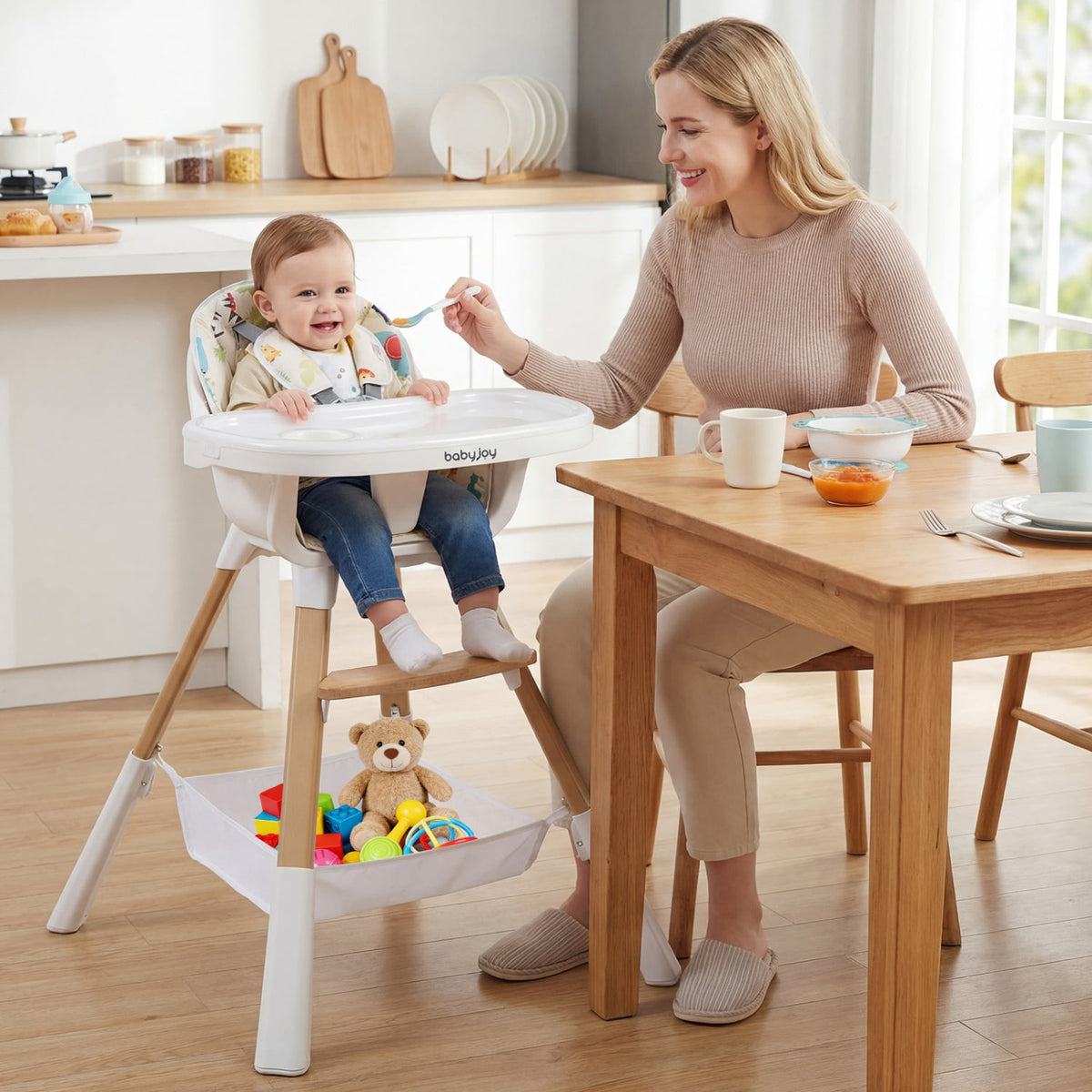 4 in 1 High Chair for Babies Convertible Toddler Highchair-Multicolor-High Chairs-DECOROLALA