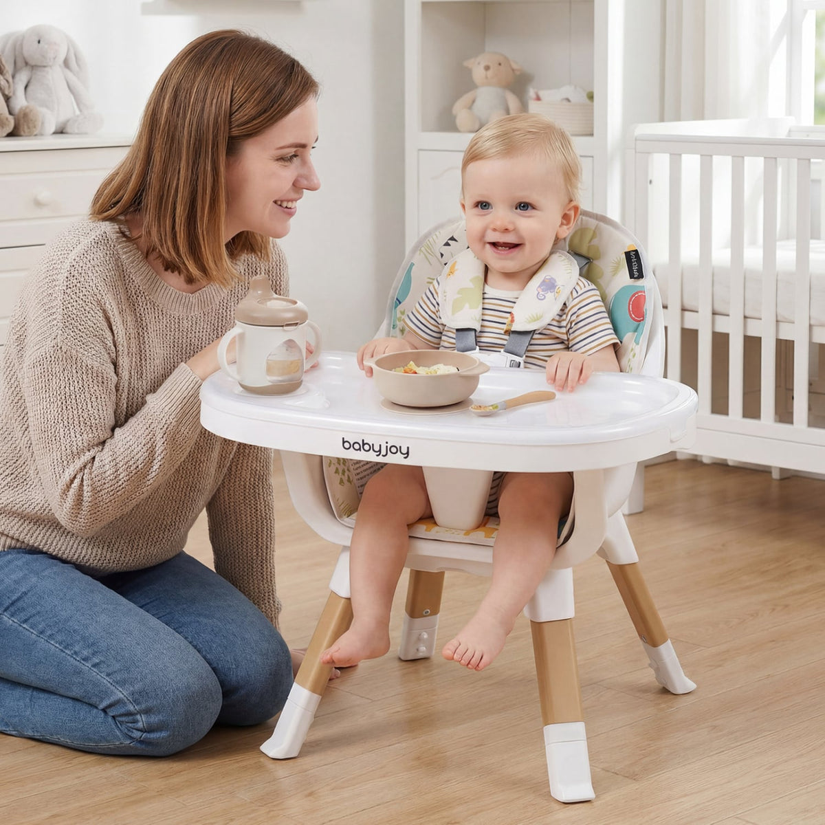 4 in 1 High Chair for Babies Convertible Toddler Highchair-Multicolor-High Chairs-DECOROLALA