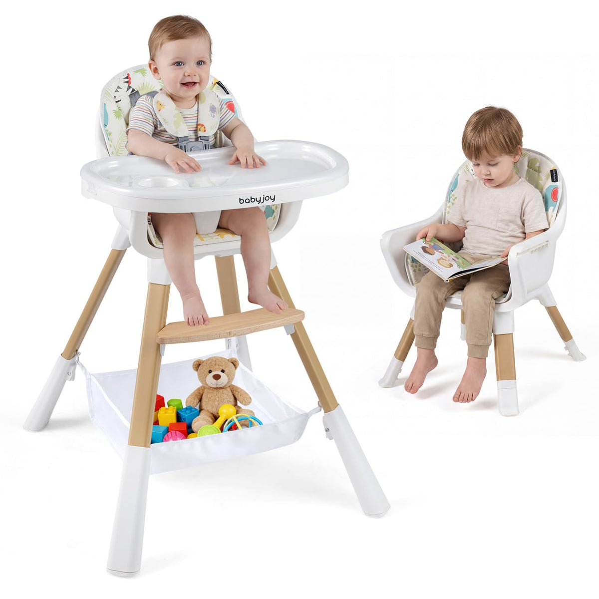 4 in 1 High Chair for Babies Convertible Toddler Highchair-Multicolor-High Chairs-DECOROLALA