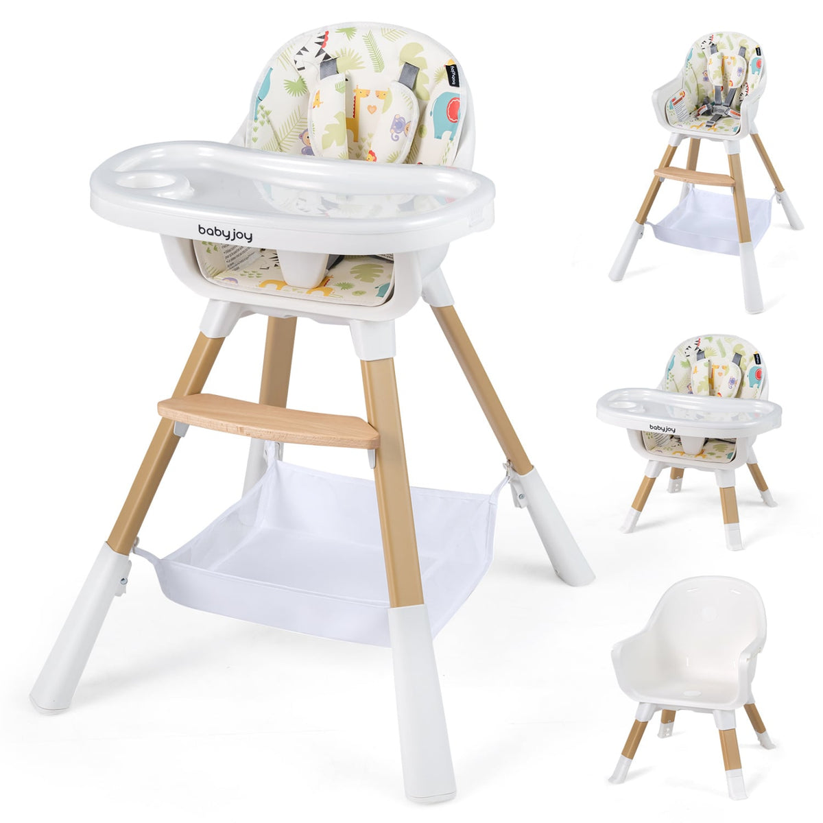 4 in 1 High Chair for Babies Convertible Toddler Highchair-Multicolor-High Chairs-DECOROLALA