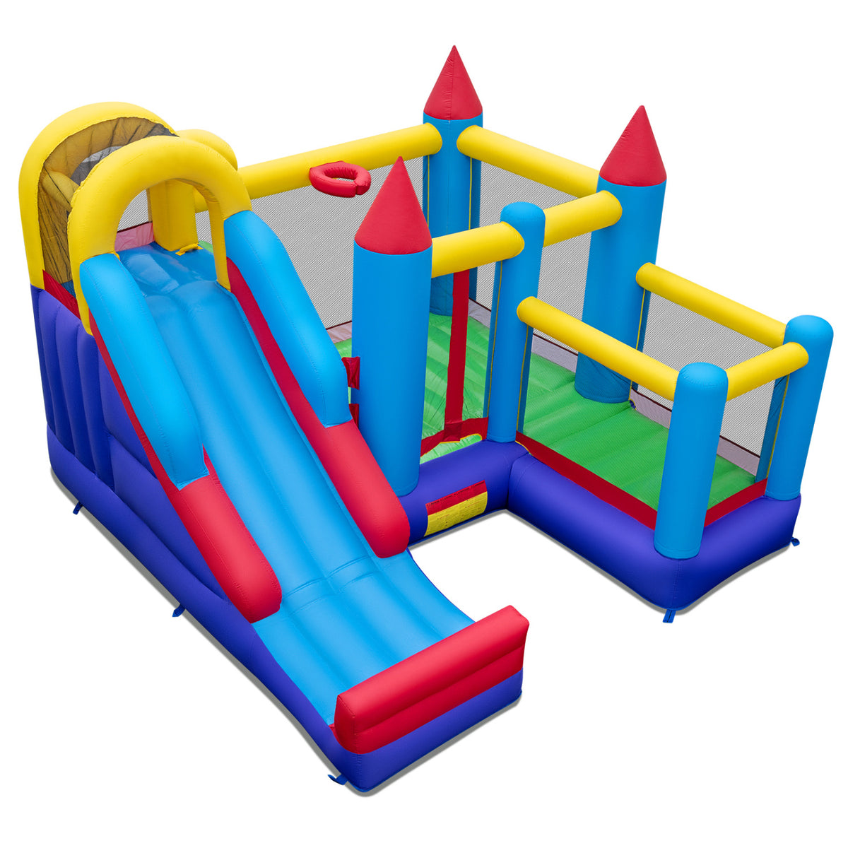 4-in-1 Inflatable Bounce House with Slide - Multi-color 134"x132"-Inflatable Bounce Houses-DECOROLALA