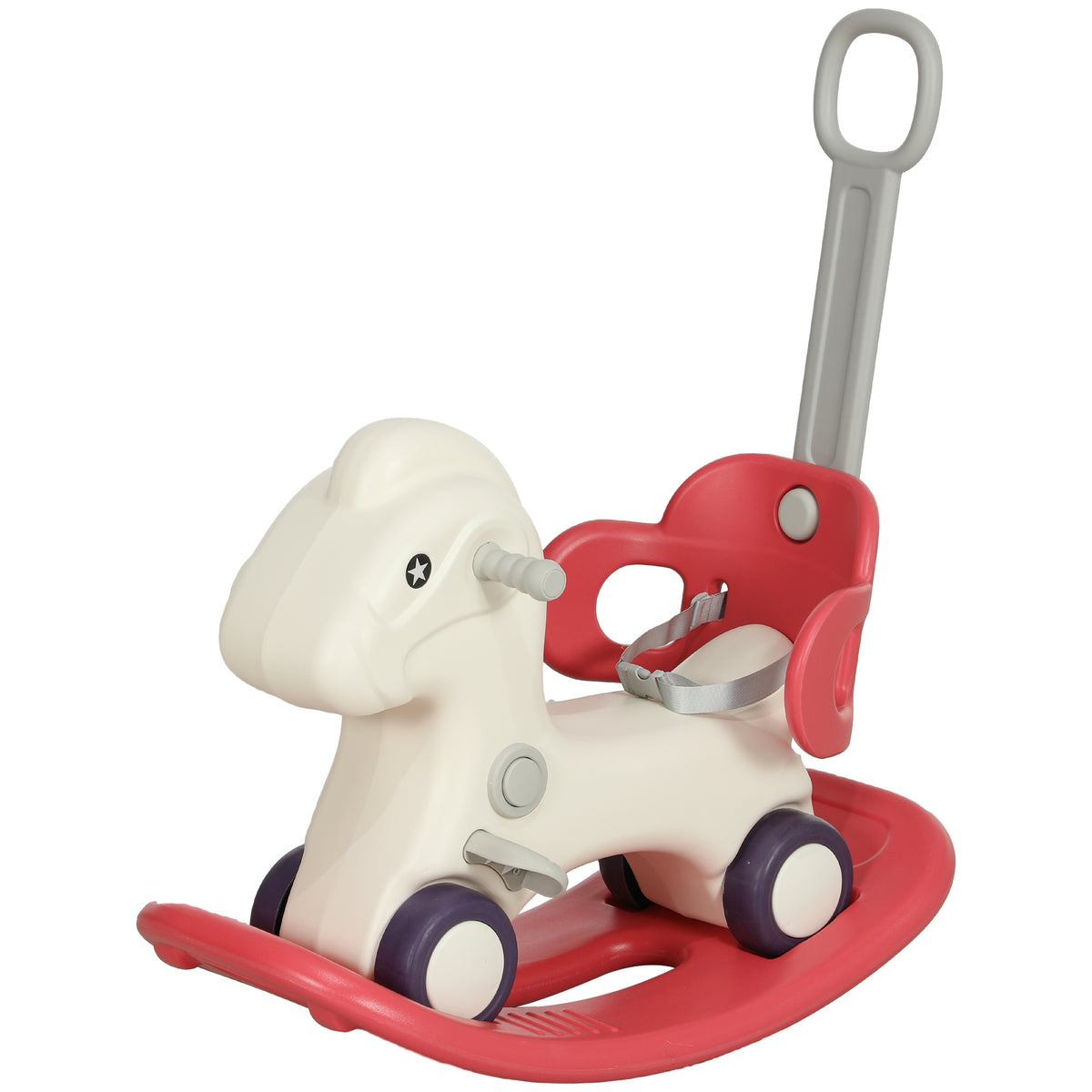 4 in 1 Kids Rocking Horse w/ Detachable Balance Board & Push Handel-Toys & Games > Baby & Toddler Toys > Riding & Rocking Toys > Rocking Horses-DECOROLALA