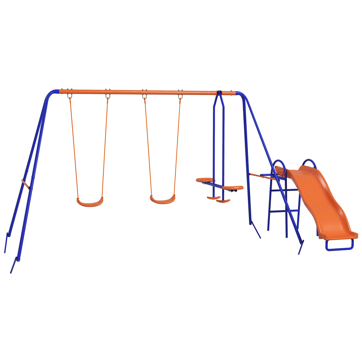 4-in-1 Metal Kids Swing Set with Slide, Glider, and Ladder-Toys & Games > Kids Outdoor Play > Gym Sets & Swings-DECOROLALA