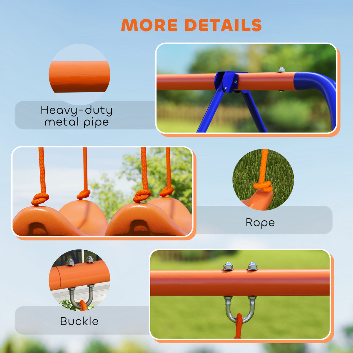 4-in-1 Metal Kids Swing Set with Slide, Glider, and Ladder-Toys & Games > Kids Outdoor Play > Gym Sets & Swings-DECOROLALA