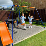 4-in-1 Metal Kids Swing Set with Slide, Glider, and Ladder-Toys & Games > Kids Outdoor Play > Gym Sets & Swings-DECOROLALA