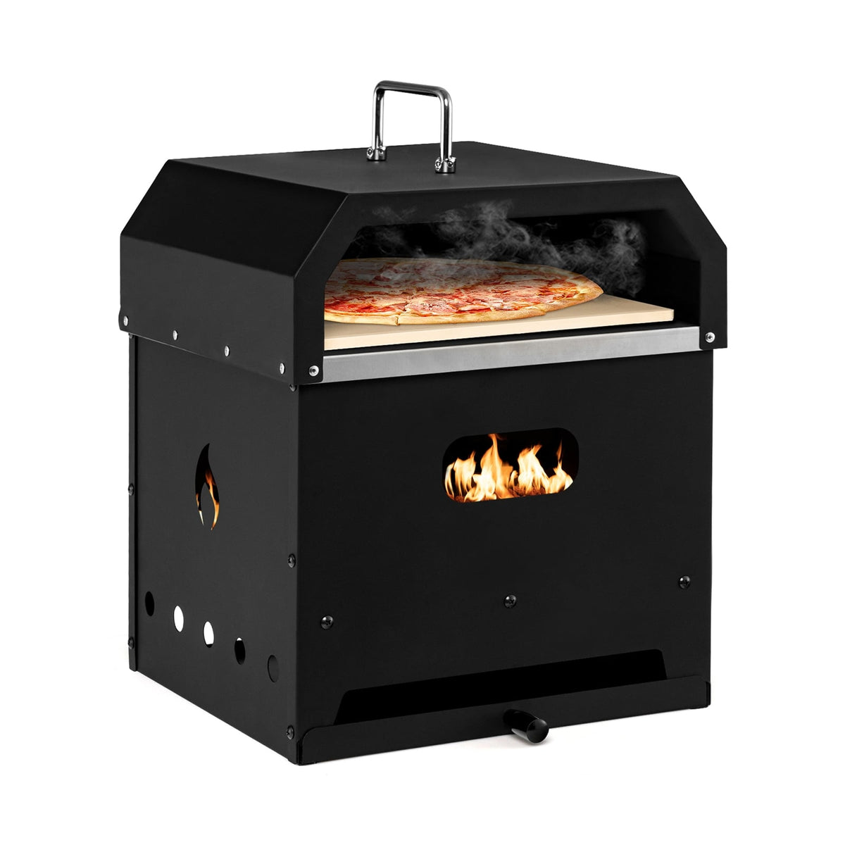 4-in-1 Outdoor Portable Pizza Oven with 12 Inch Pizza Stone-Outdoor Grills-DECOROLALA
