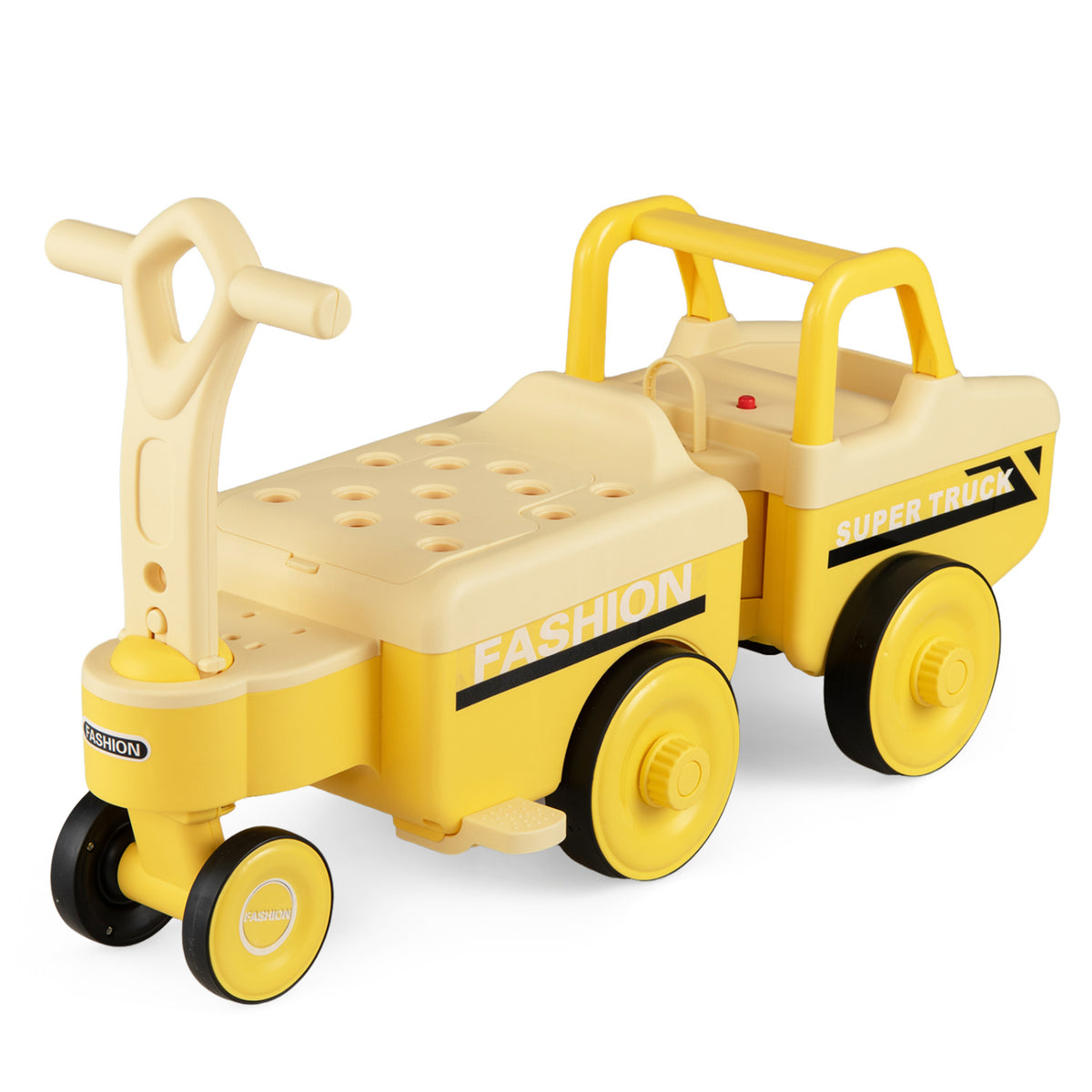 4 in 1 Ride on Push Car with Music and Under-Seat Storage for Boys Girls