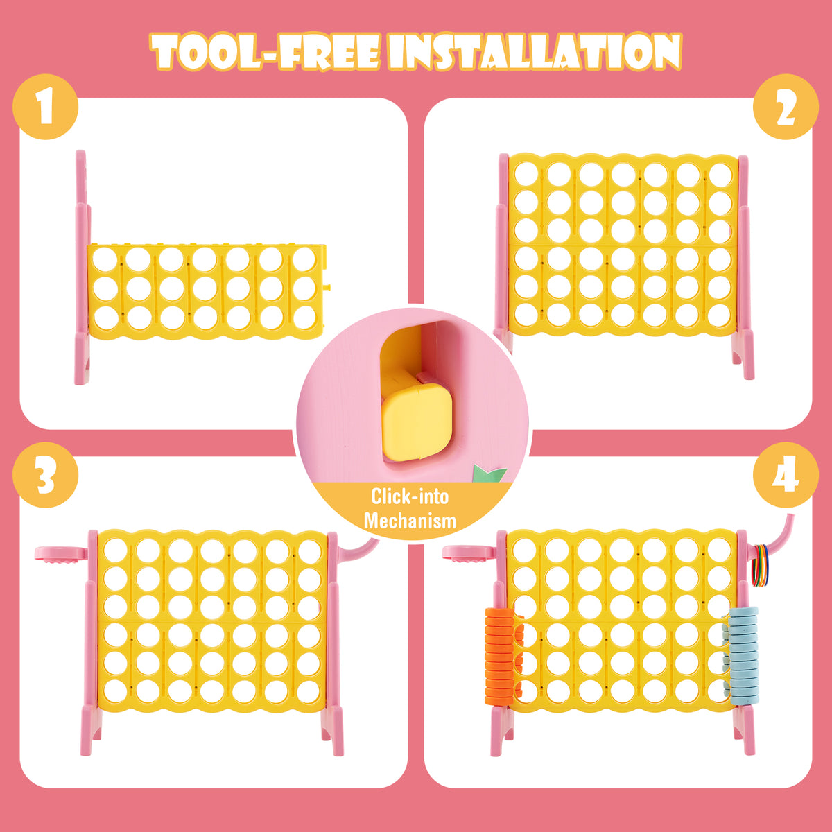 4-in-a-Row Connect Game with Basketball Hoop and Toss Ring