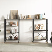 4-tier Foldable Storage Shelf for Tool Room Kitchen Living Room-Black-Baker’s Racks-DECOROLALA