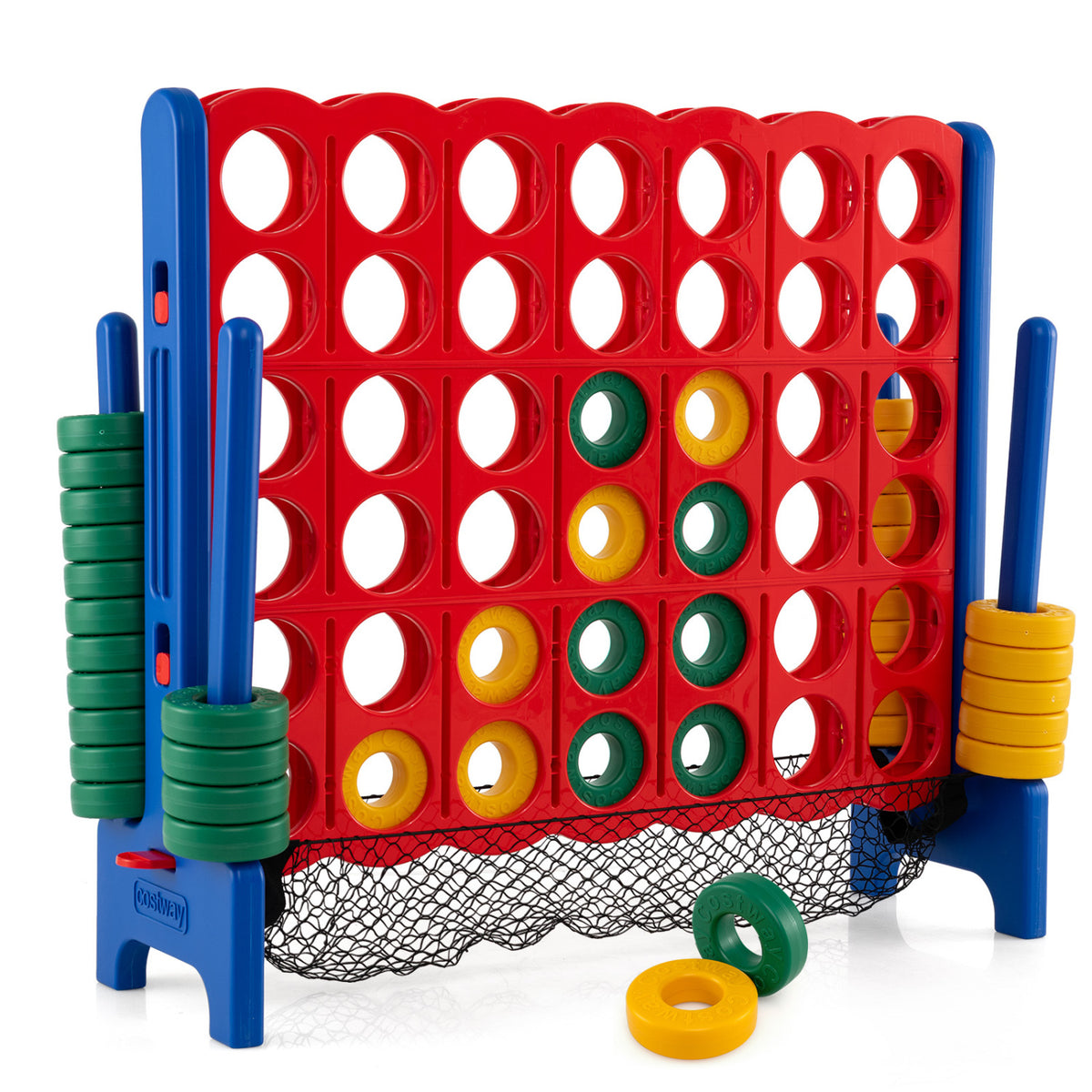 Jeu géant Puissance 4 avec filet de rangement - bleu