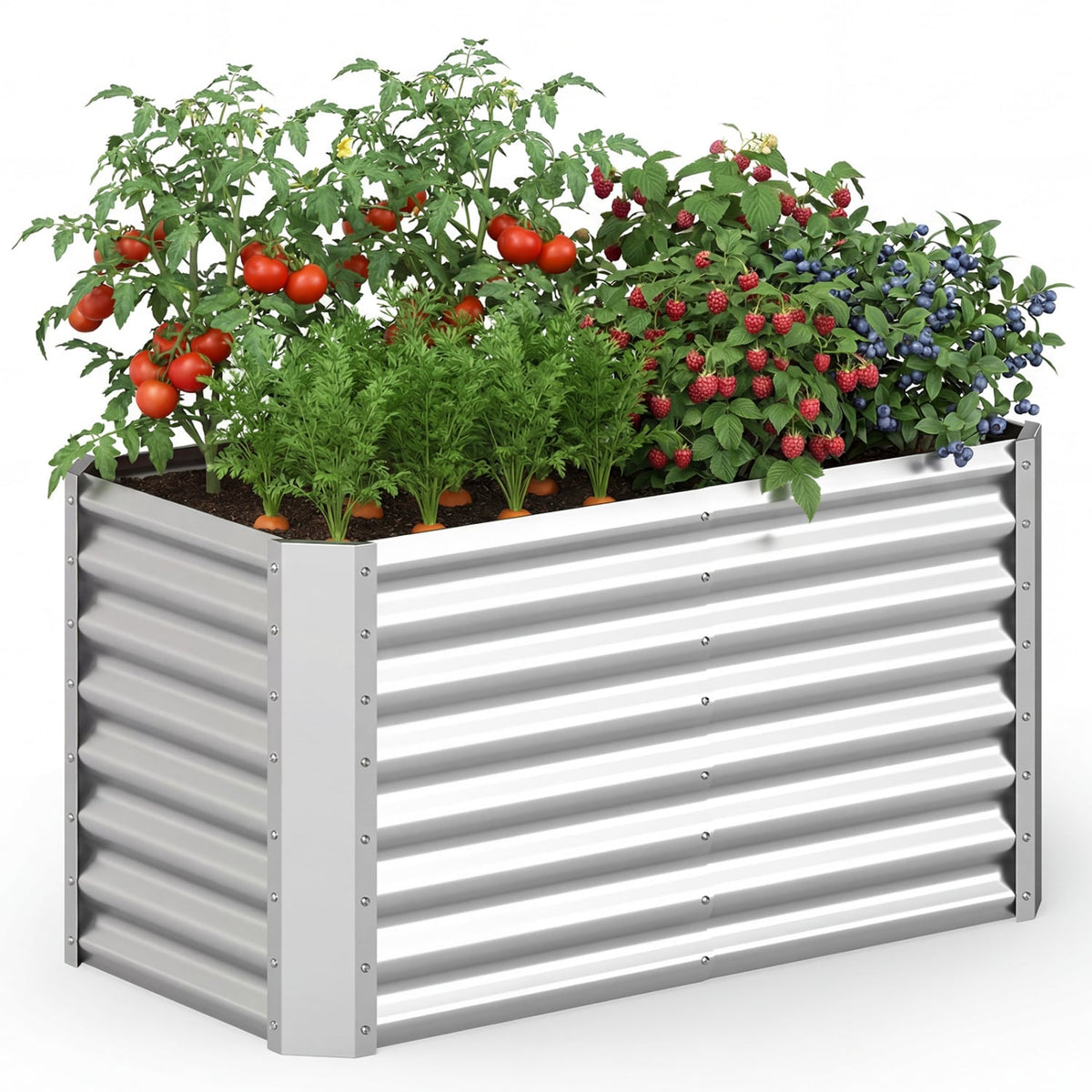 4 x 2 x 2 FT Galvanized Raised Garden Bed Rectangular Galvanized Metal Planter Box-Silver-Raised Garden Beds-DECOROLALA