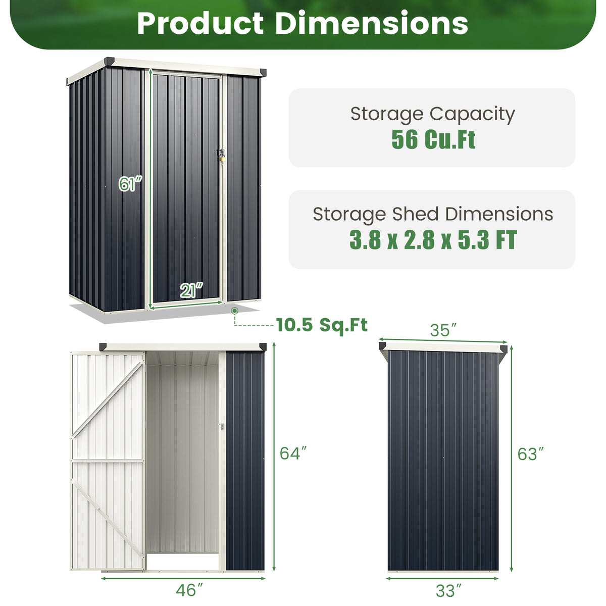 4 x 3 FT Metal Outdoor Storage Shed with Lockable Door-Gray-Sheds & Outdoor Storage-DECOROLALA