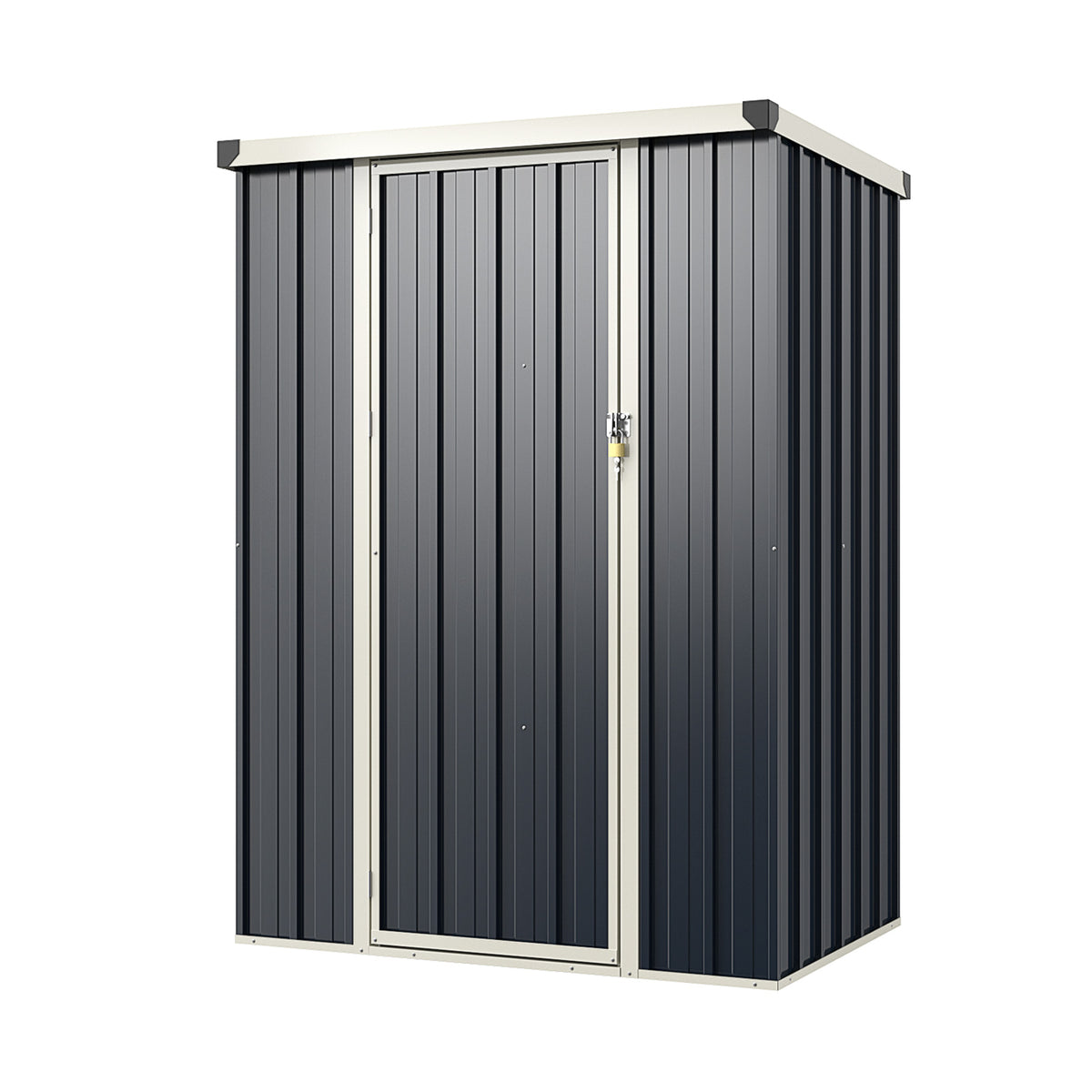 4 x 3 FT Metal Outdoor Storage Shed with Lockable Door-Gray-Sheds & Outdoor Storage-DECOROLALA