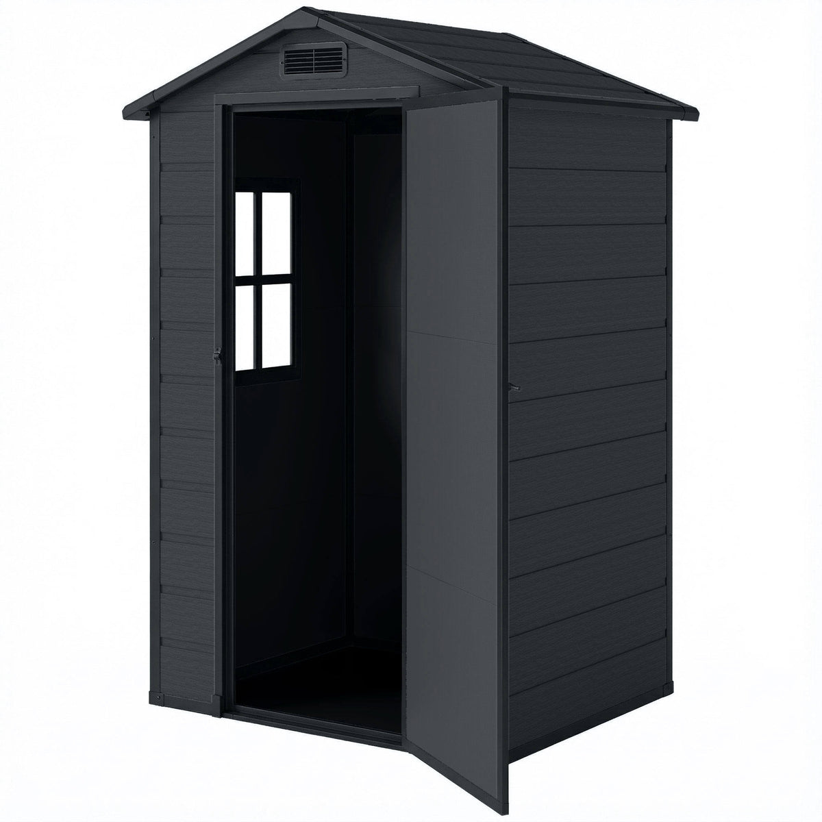 4' x 3' Plastic Garden Shed with Floor - Dark Grey-Patio & Garden > Lawn & Garden > Sheds-DECOROLALA