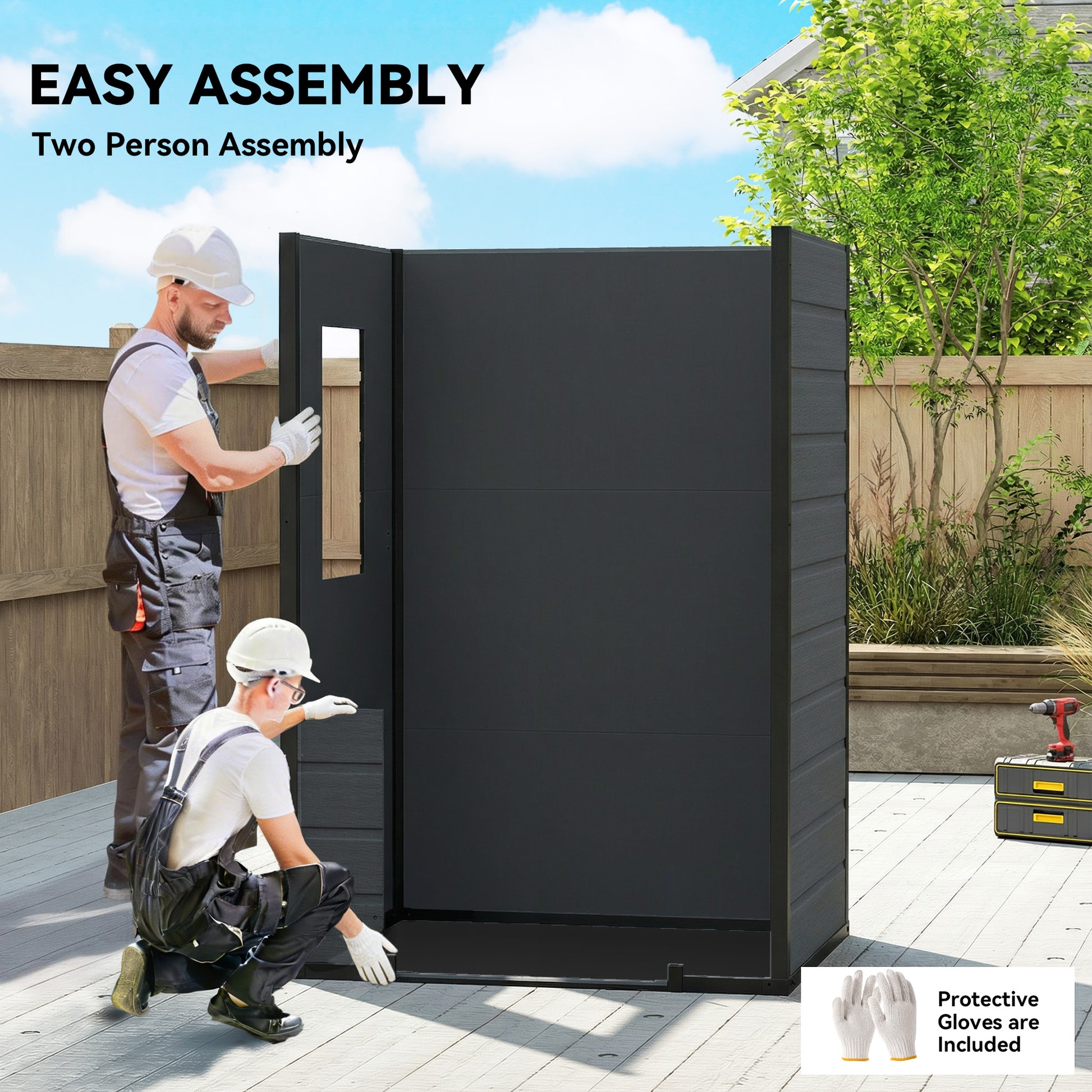 4' x 3' Plastic Garden Shed with Floor - Dark Grey-Patio & Garden > Lawn & Garden > Sheds-DECOROLALA