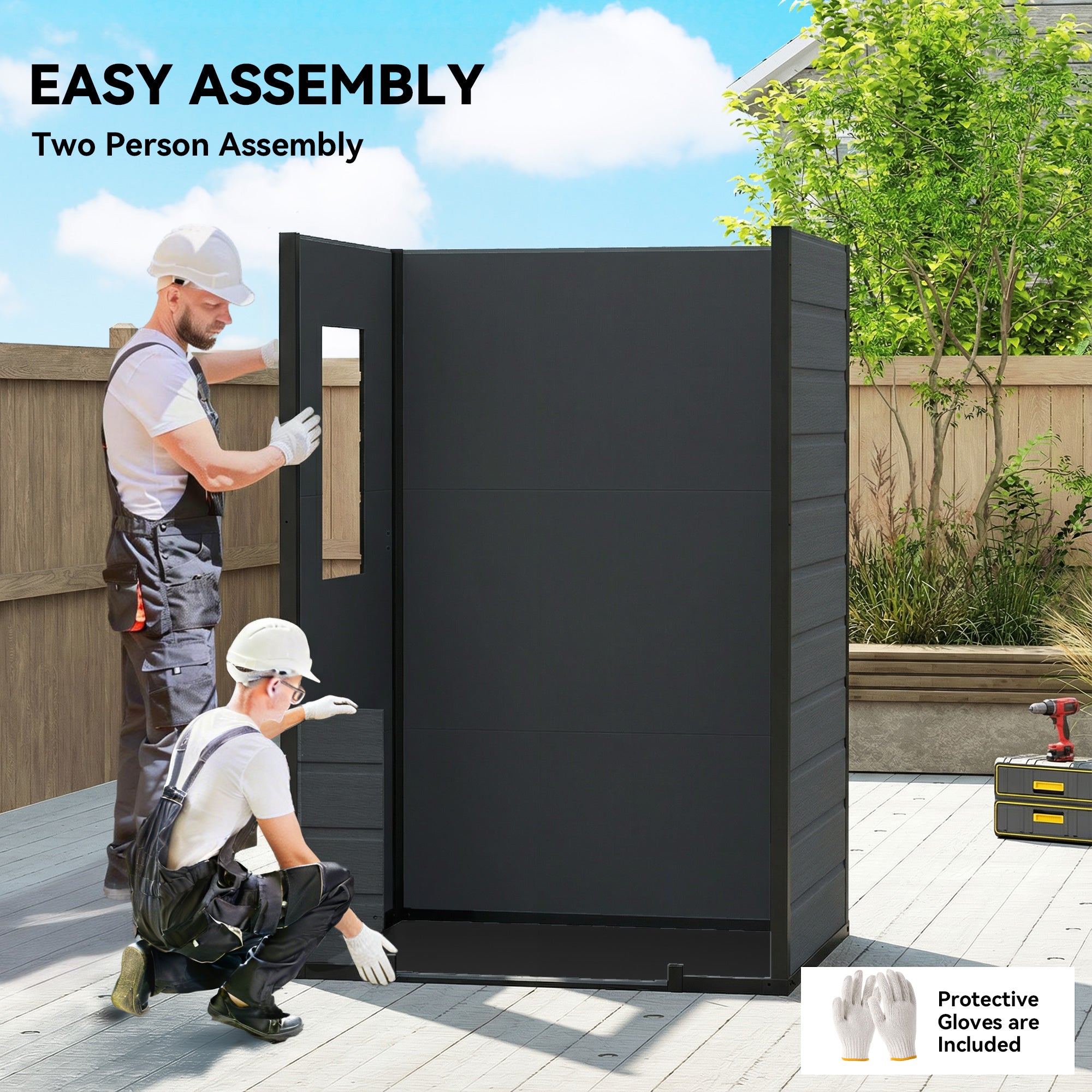 4' x 3' Plastic Garden Shed with Floor - Dark Grey-Patio & Garden > Lawn & Garden > Sheds-DECOROLALA