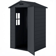 4' x 3' Plastic Garden Shed with Floor - Dark Grey-Patio & Garden > Lawn & Garden > Sheds-DECOROLALA