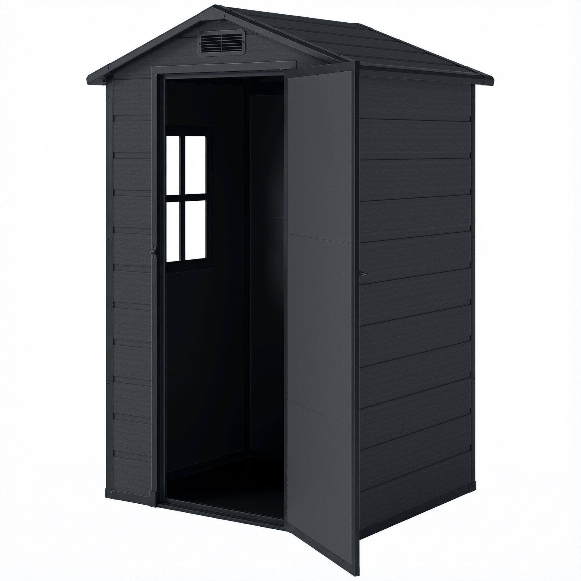4' x 3' Plastic Garden Shed with Floor - Dark Grey-Patio & Garden > Lawn & Garden > Sheds-DECOROLALA